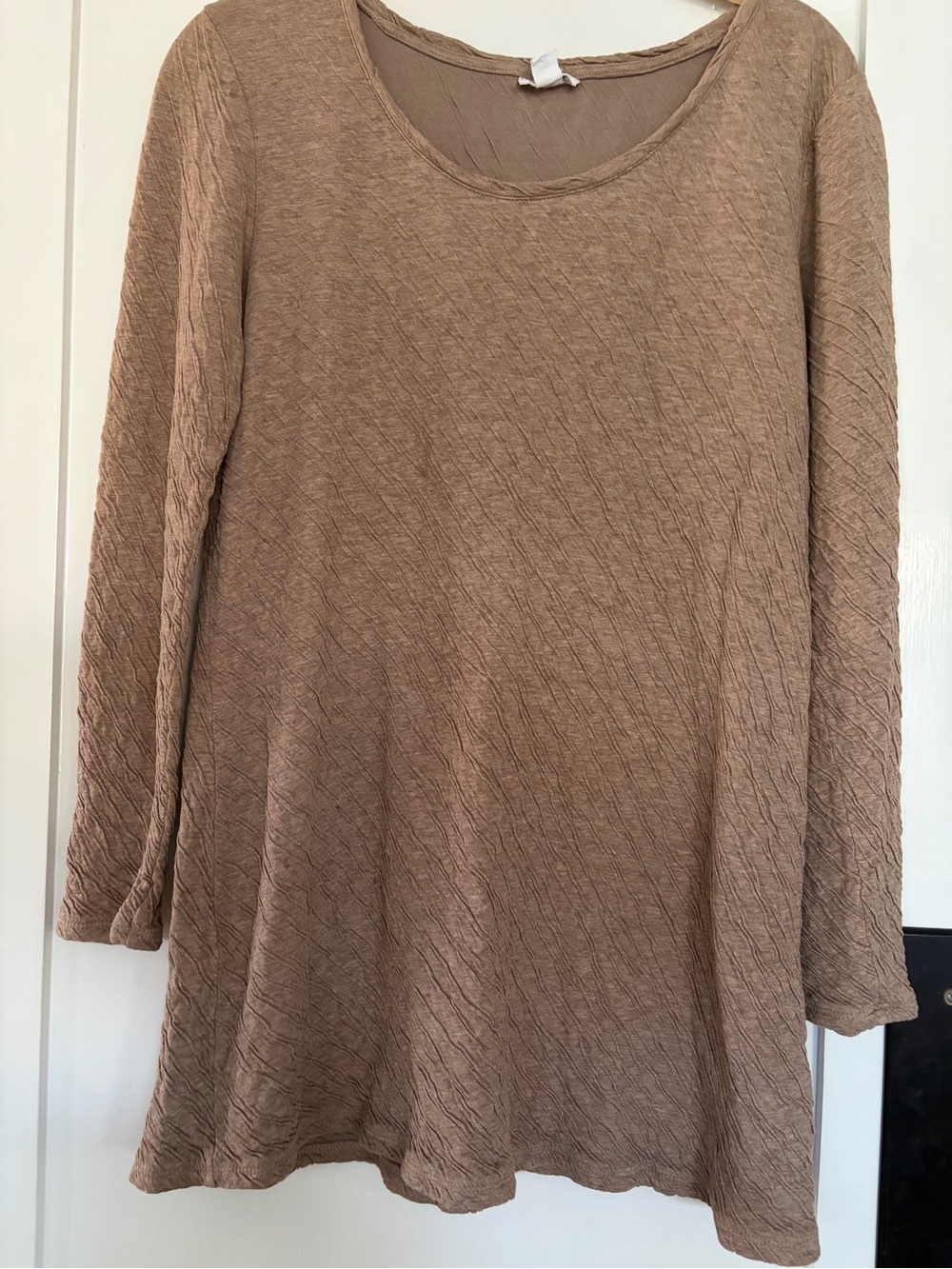 Pure Jill Women's Long Sleeve Textured Tunic Top - Beige